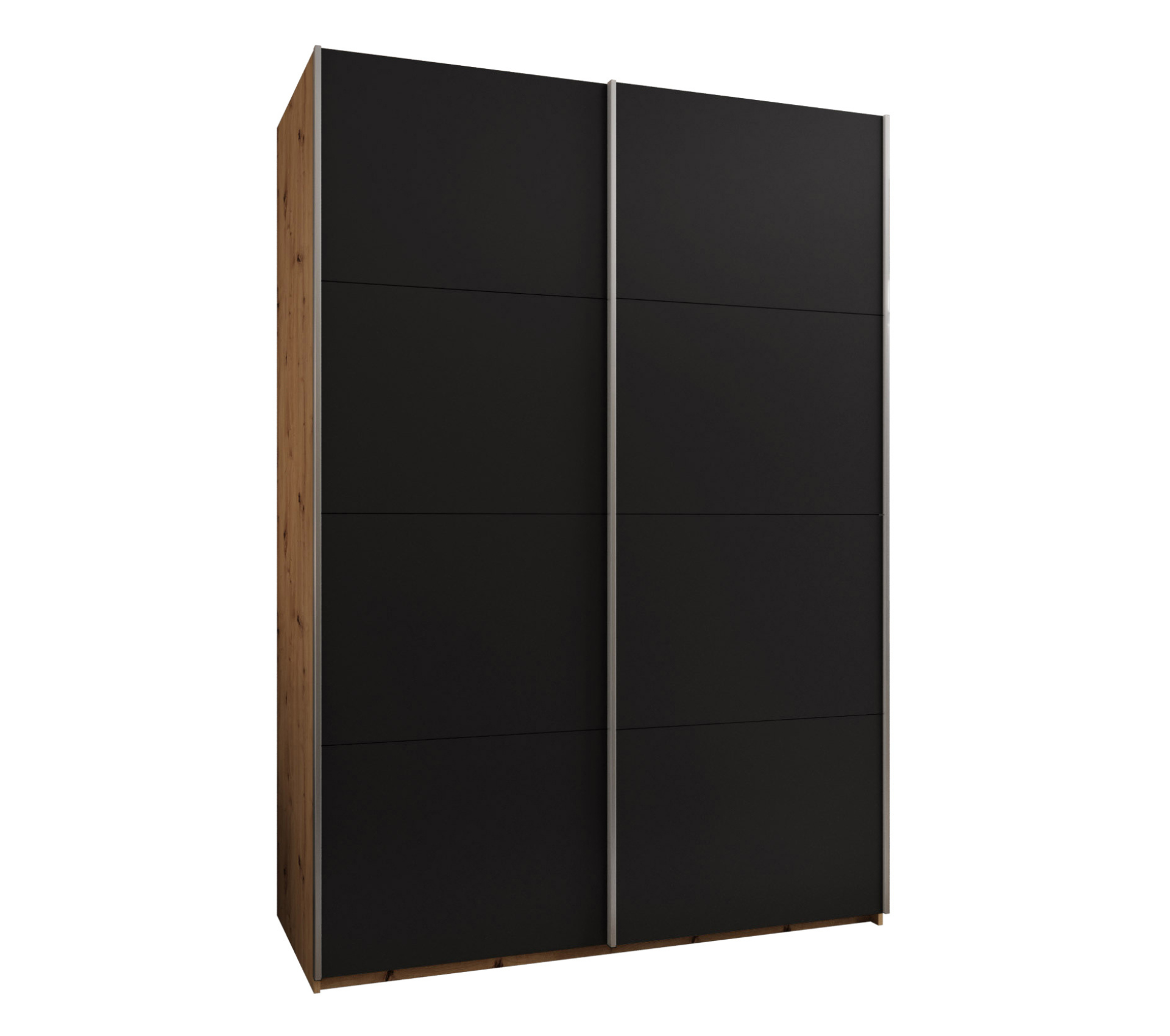 Szafa przesuwna wysoka Lux 1 170 x 64 x 245,5 cm artisan + czarny + u. srebrny - Abiks Meble