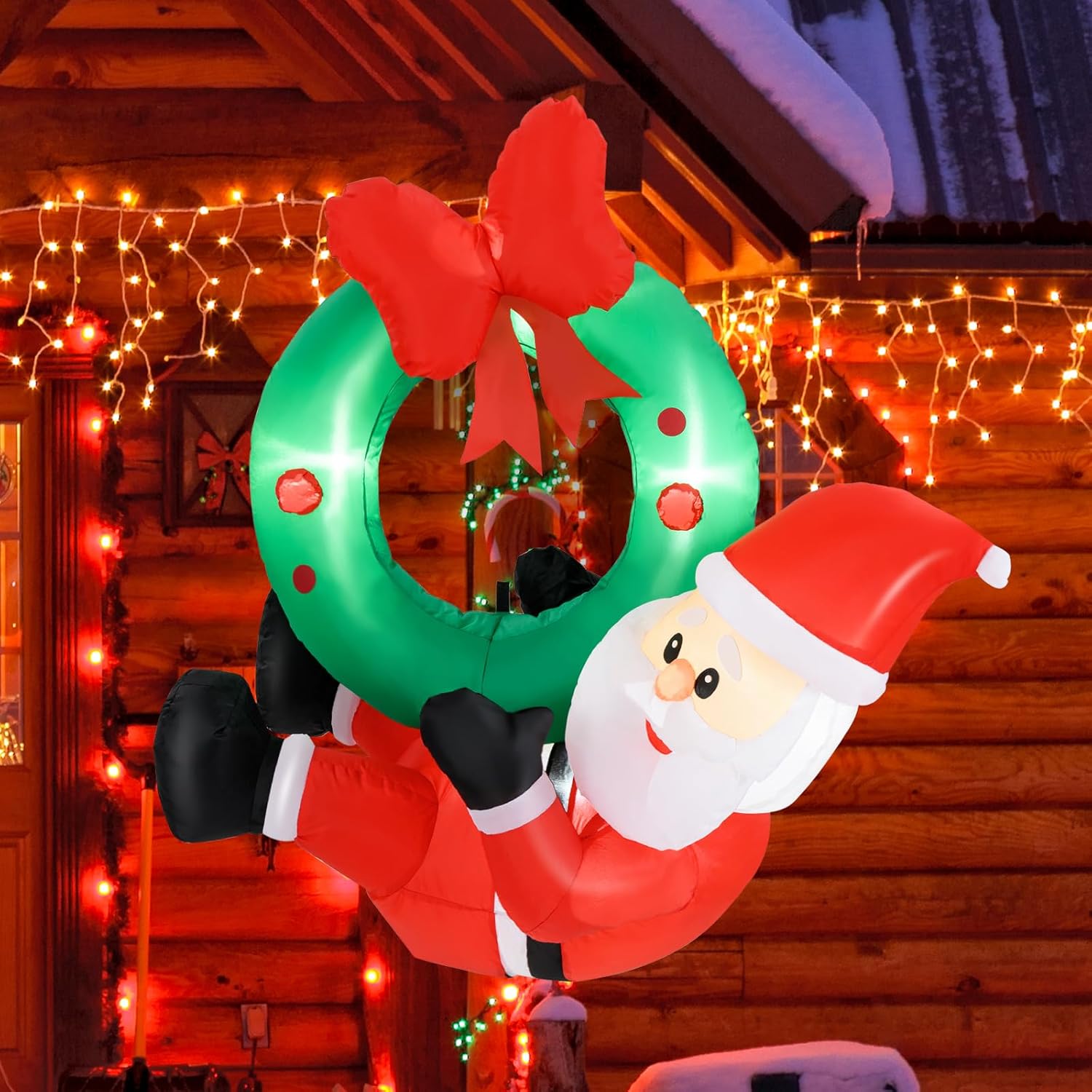 Décoration Gonflable De Noël à Suspendre 10 Pieds – Père Noël, Elfe Et Neige