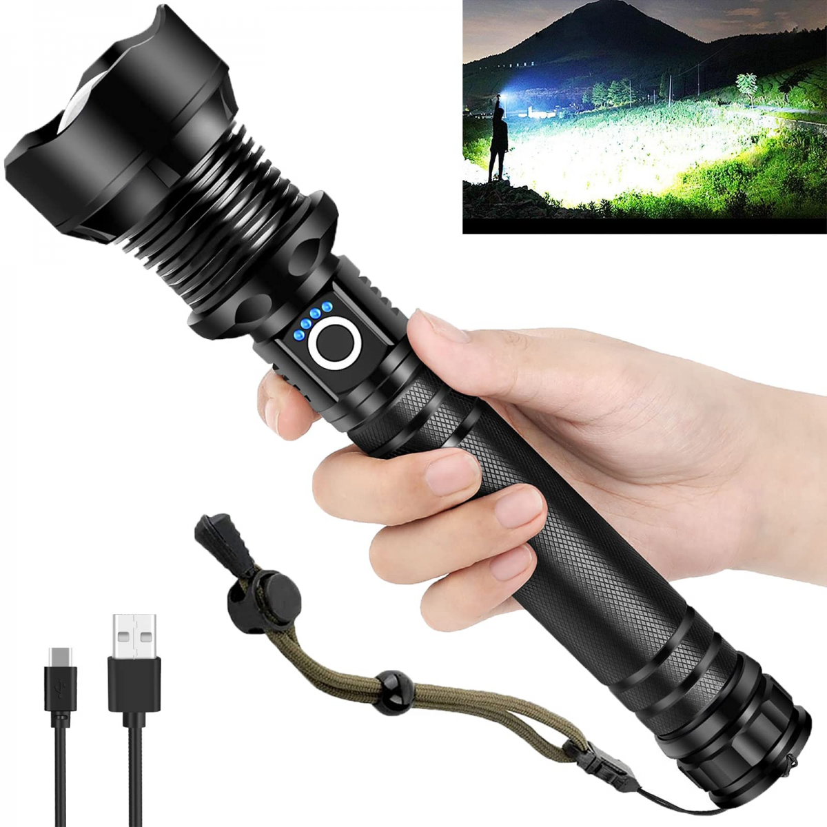 Torcia USB Ricaricabile Super Luminosa – Compatta E Potente Per Escursioni E Emergenze