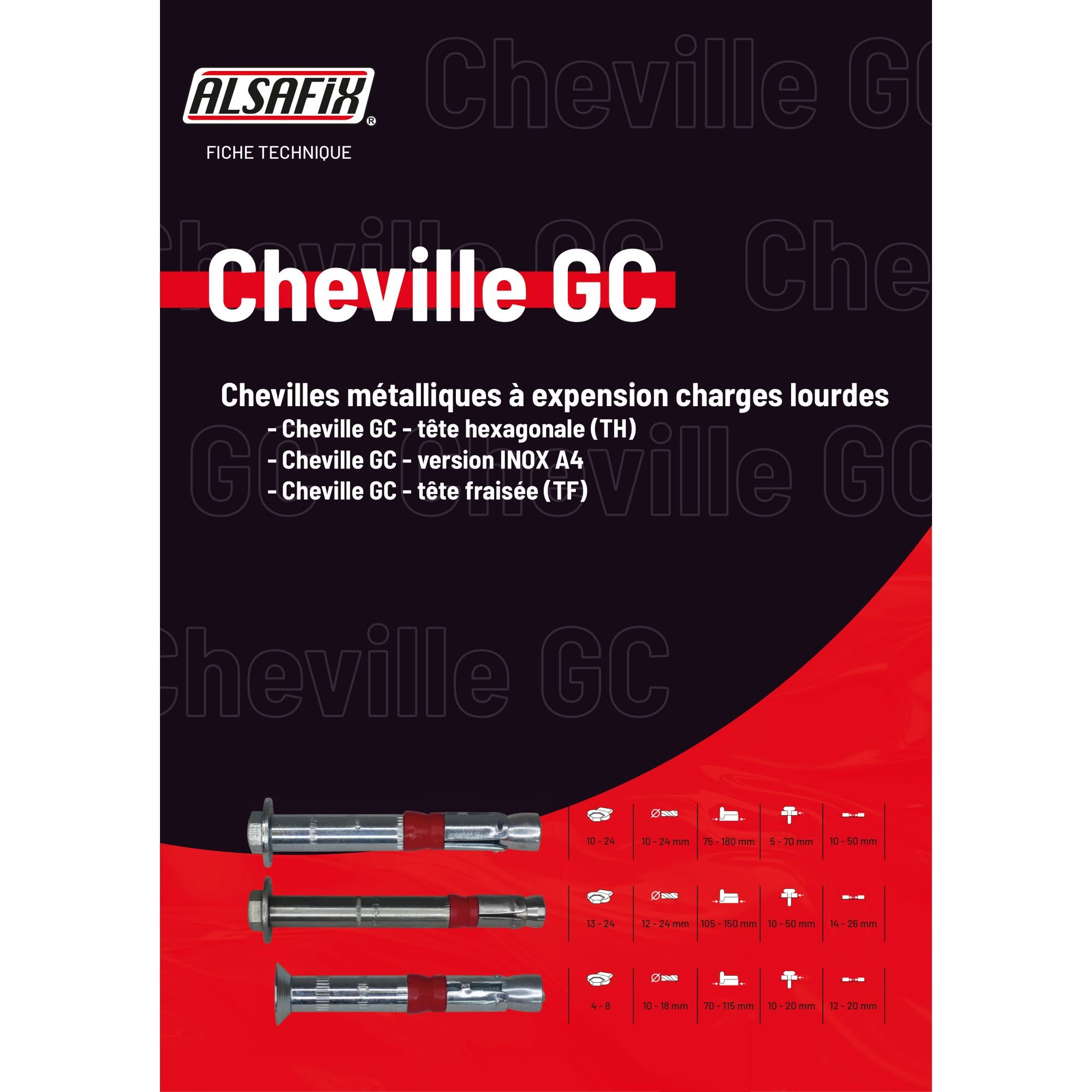 Blister de 5 chevilles métalliques à expansion charges lourdes INOX A4 GC D. 15 x M10 x Lt. 106 mm - CGC15159BL - Alsafix - 3