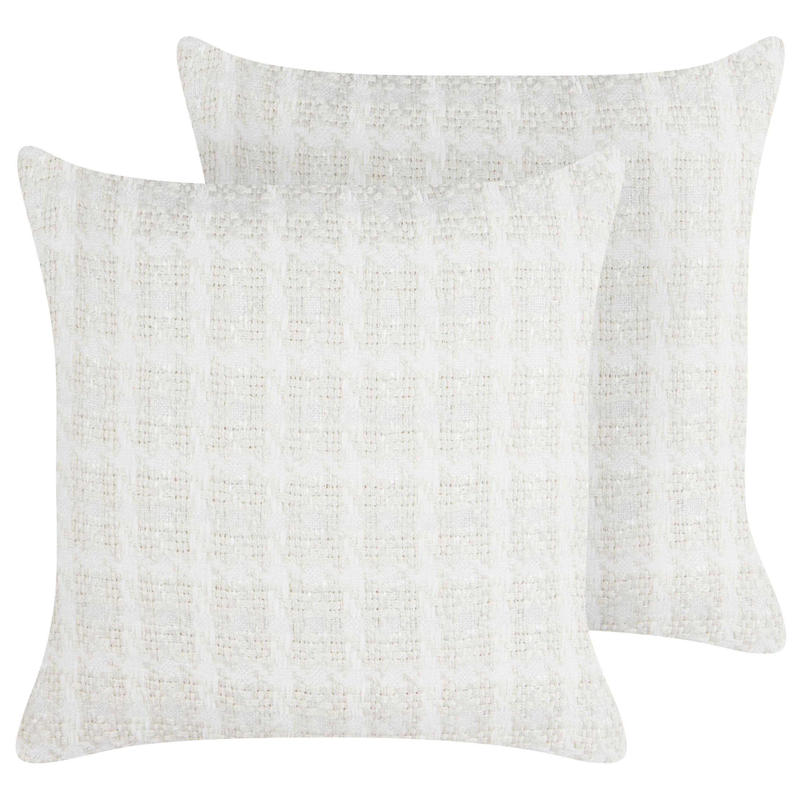 Beliani conjunto de 2 cojines douris 45 x 45 cm beige claro a cuadros