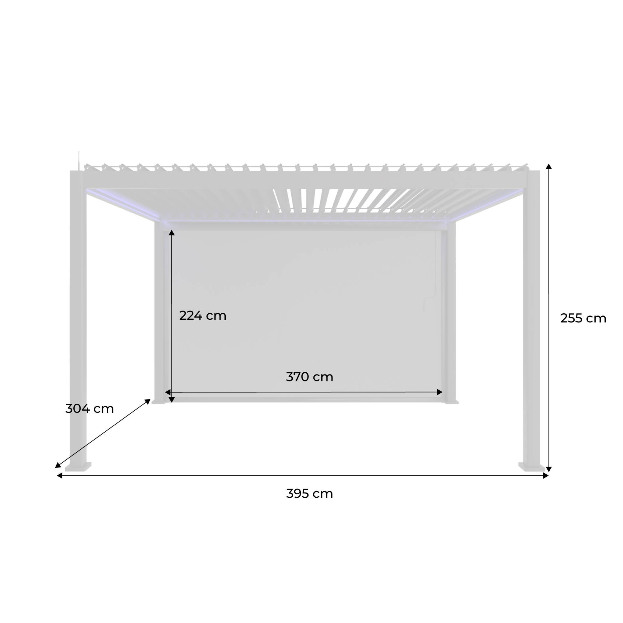 Pérgola bioclimática elétrica 3x4 com iluminação LED + toldo 4m, Triomphe 3x4m LED + acessório, Antracite, 300x400x300 cm - 4