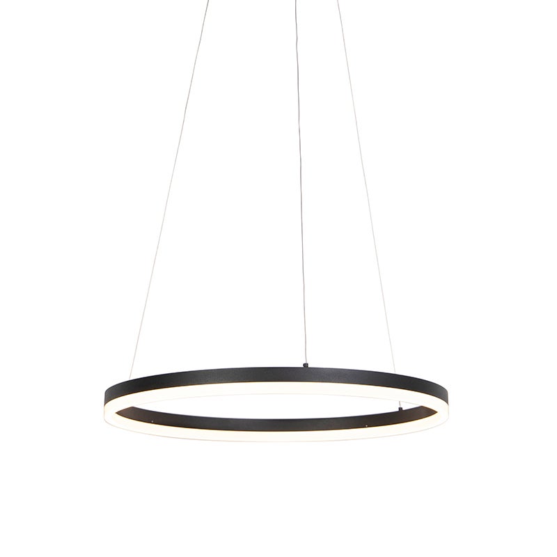 Designerska lampa wisząca czarna 60 cm z LED 3-stopniowy ściemniacz - Anello