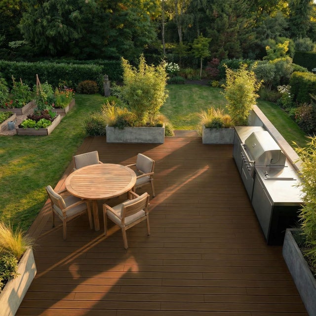 Kit Terrasse Composite NAVIA 30m² - Teck - 91 lames de terrasse (220 x 14.5 x 2.2 cm) - Fixation par Clips - Terrasse Livraison Rapide