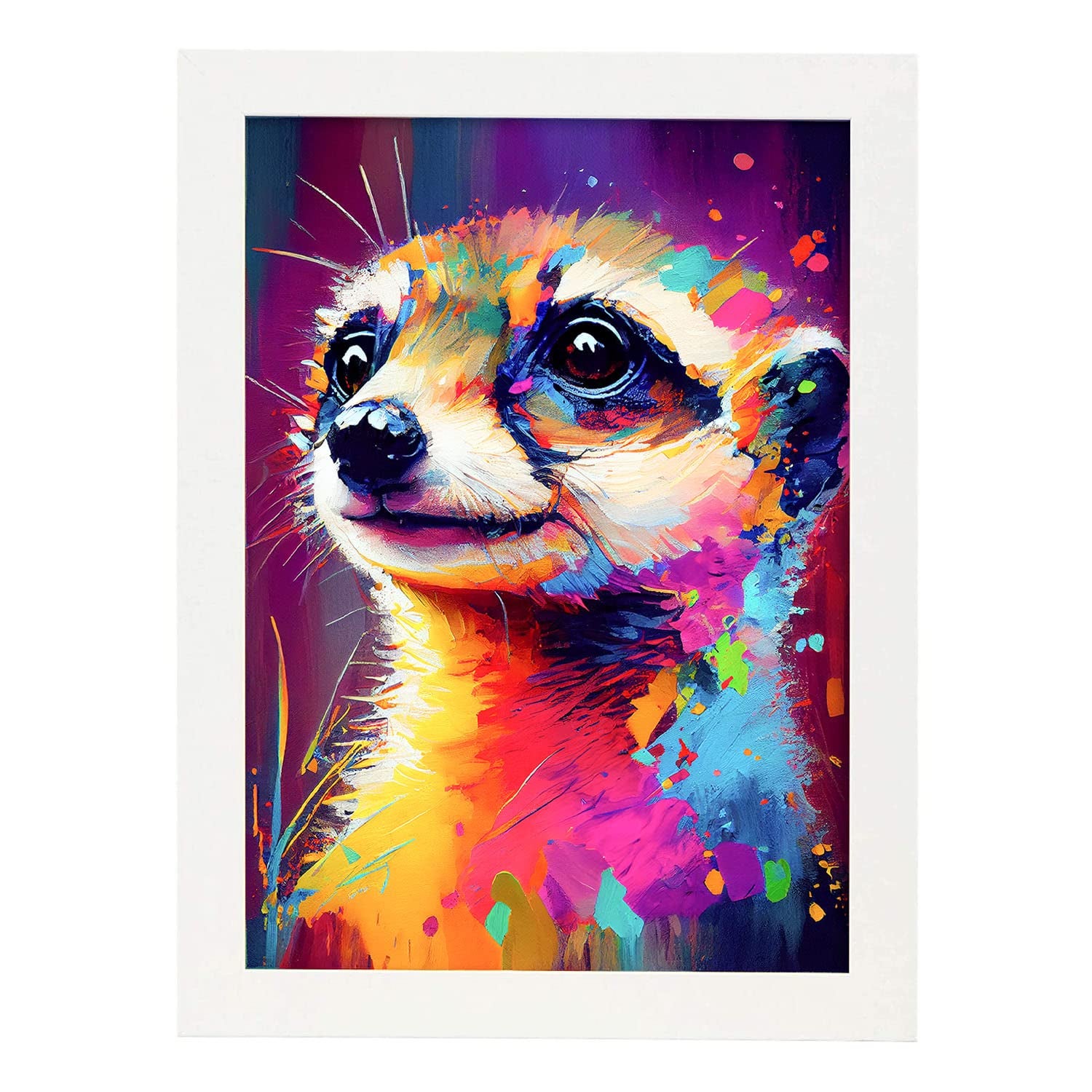 Nacnic poster de manchat estilo retrato coloridas ilustraciones de animales en acuarela impresiones artísticas modelo 2 a3 con marcos blancos