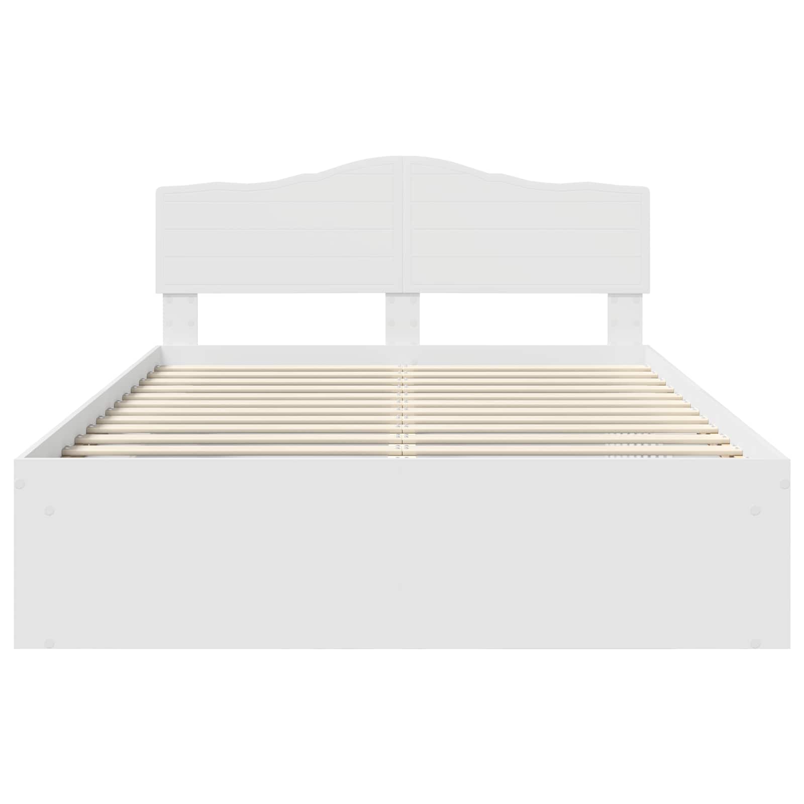 Cadre de lit blanc 140 x 190 cm en bois de pin massif - 7