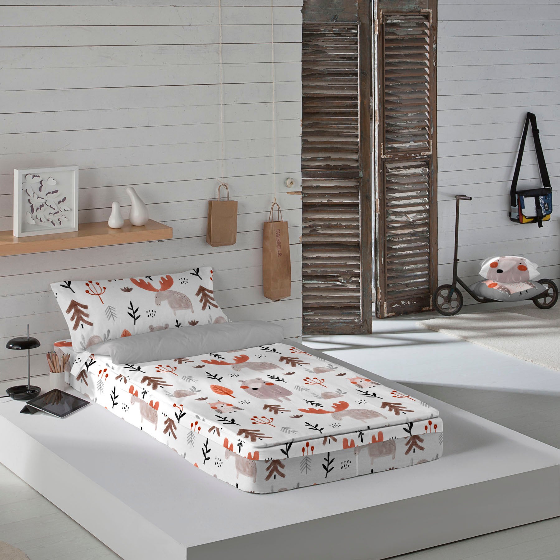 COTTON ARTean Copripiumino In 100% Cotone Per Letto 200 Cm - Stampa Botanica - 290x240 Cm + 2 Federe