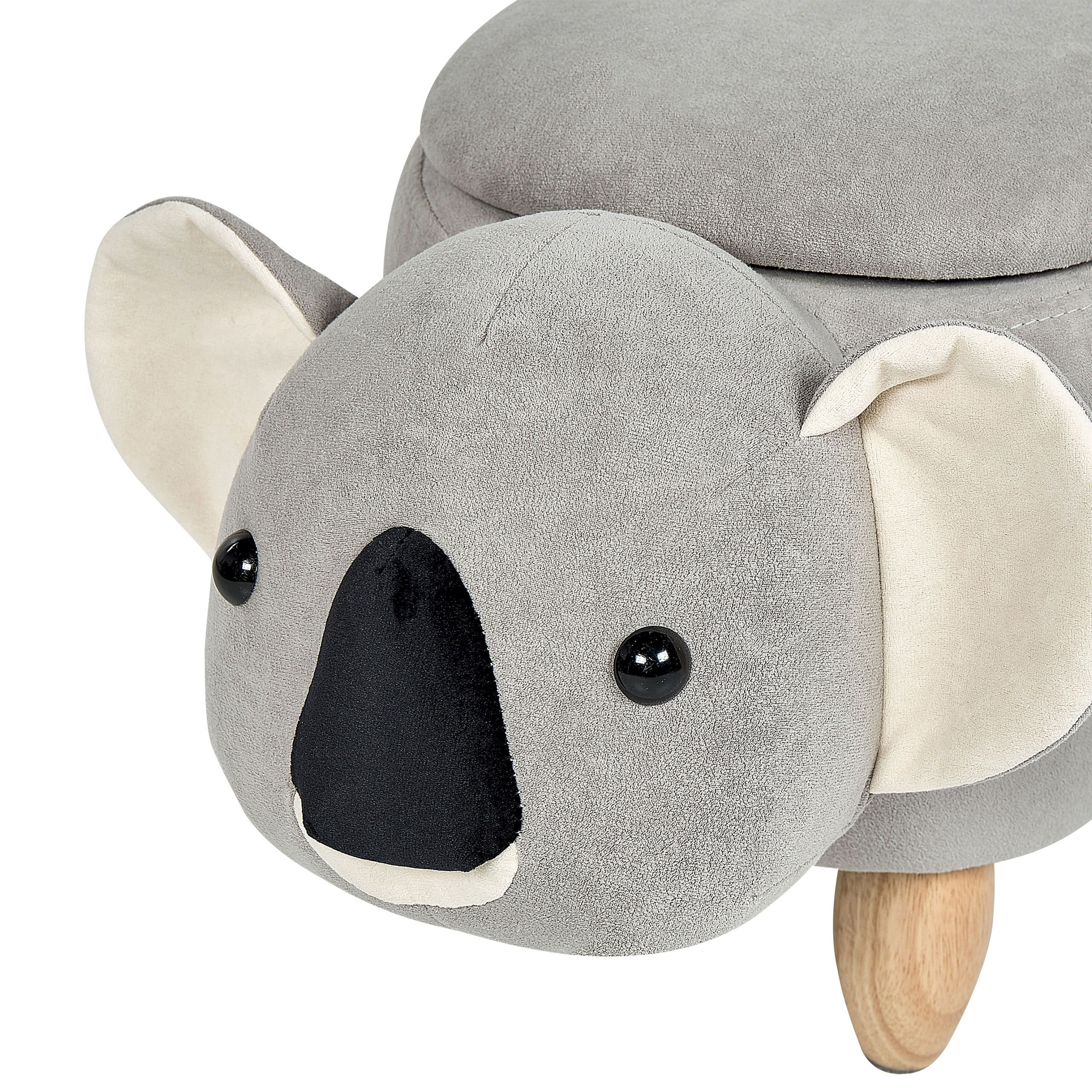Pouf animaletto contenitore COALA Velluto Grigio chiaro - 9