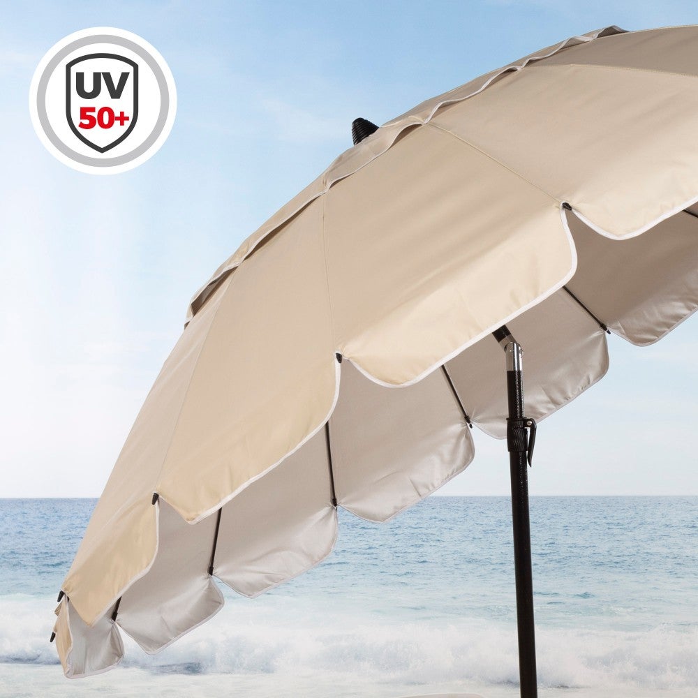 Aktive Guarda-sol de praia anti-vento 16 varetas 240cm creme - 3