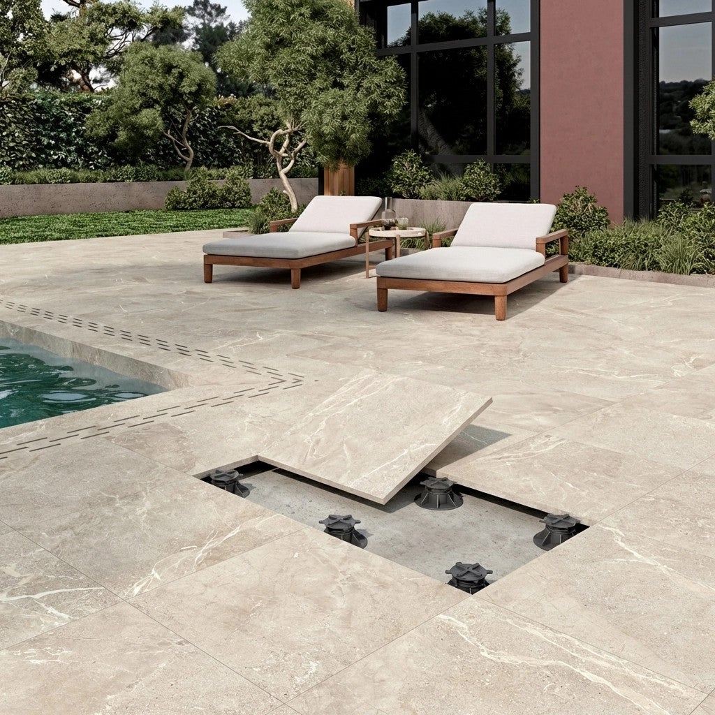 Dalle extérieur sur plots Toscana 2.0 beige R11 60x60cm - Réflex Boutique - 3