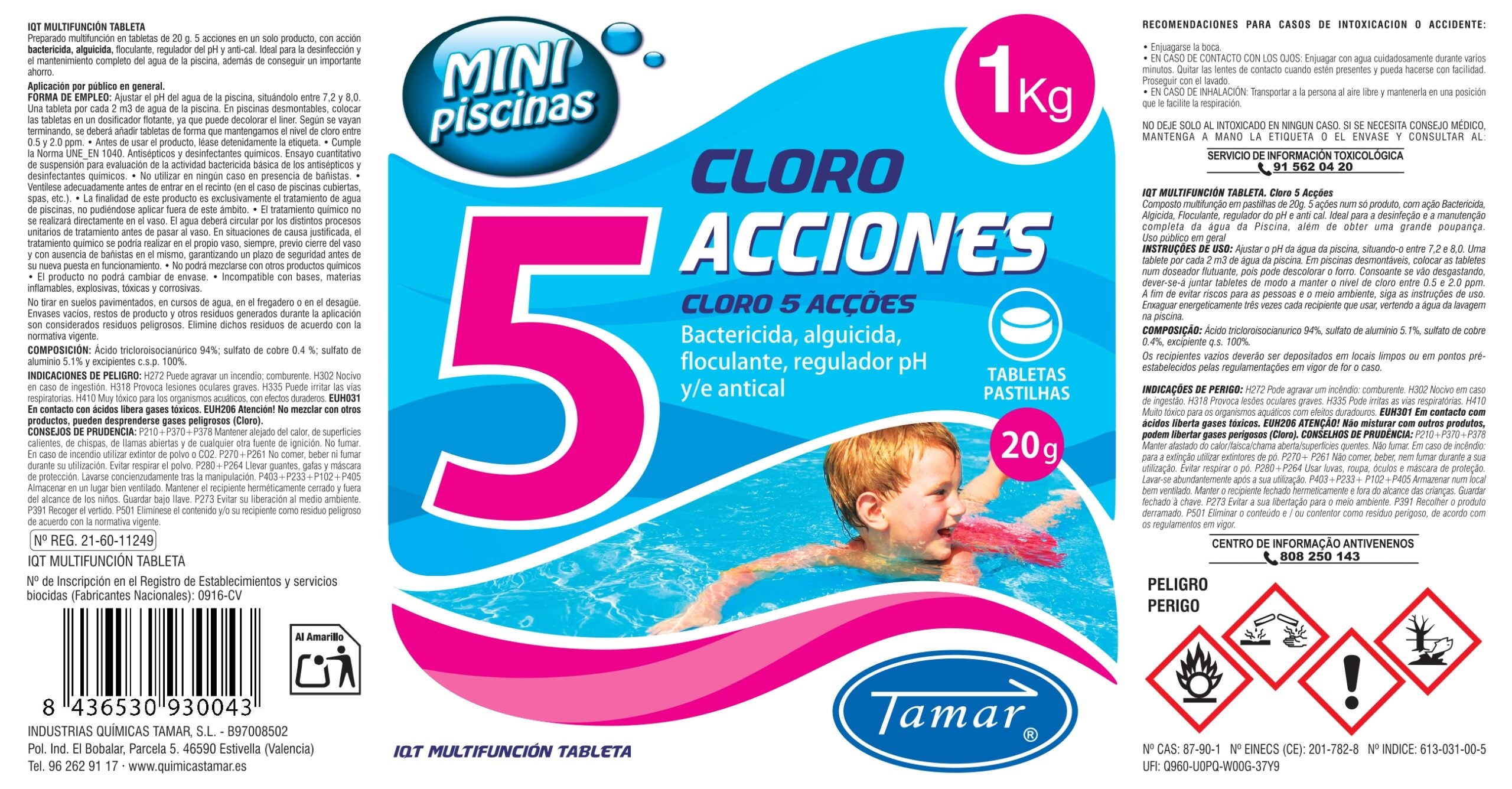 Chlore 5 actions pastilles 1kg tamar - 2