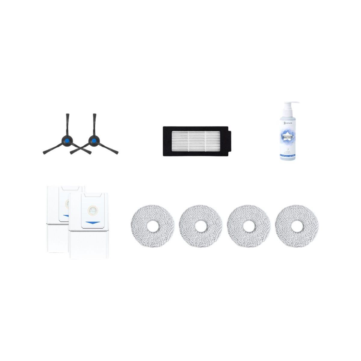 Kit Accessoires Robot Aspirateur - 3 Chiffons Microfibre, 4 Brosses Latérales, 2 Sacs Poussière - Compatible ECOVACS DEEBOT Et MINI