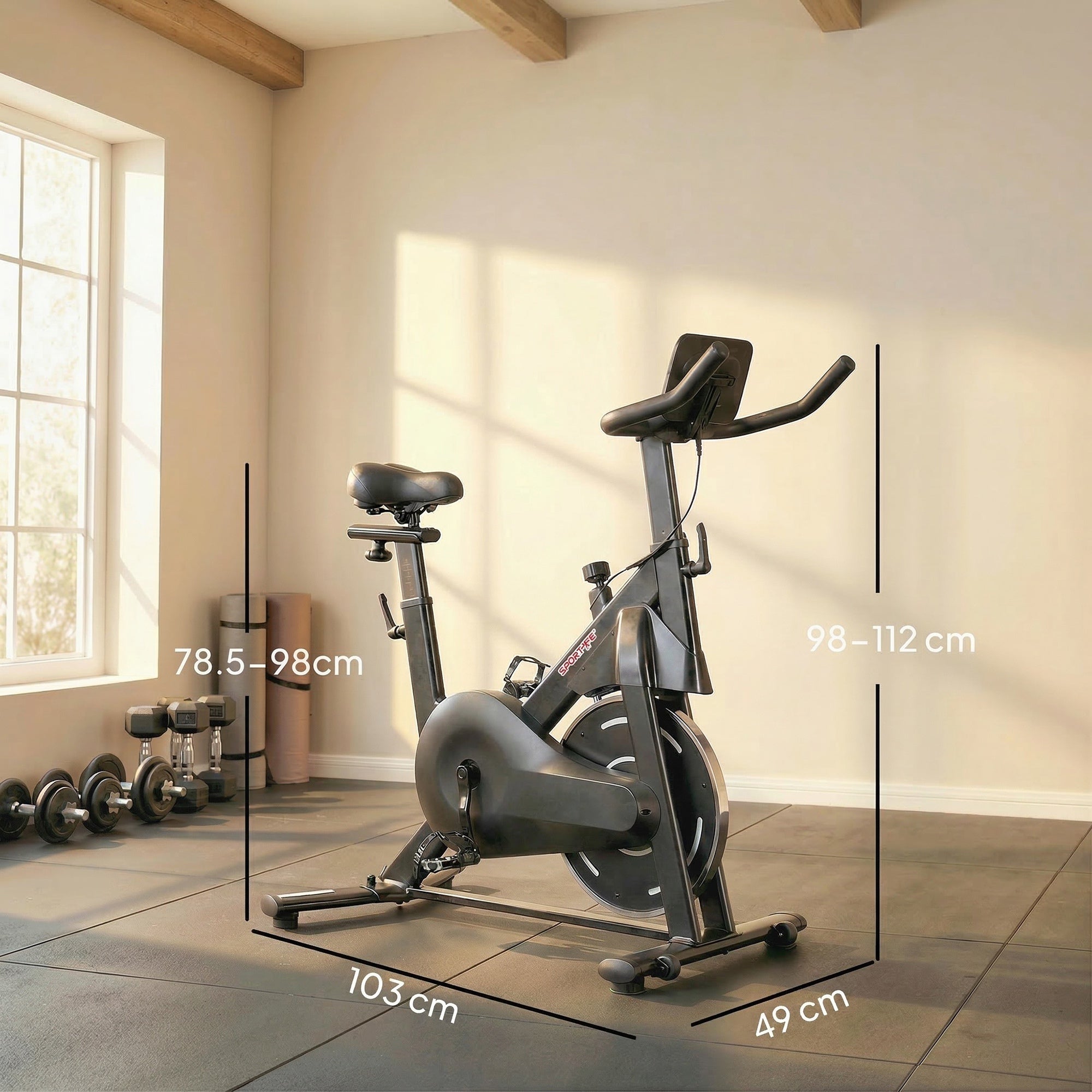 Bicicleta Estática SPORTNOW Aço e ABS Preto 103x49x112 cm - 3