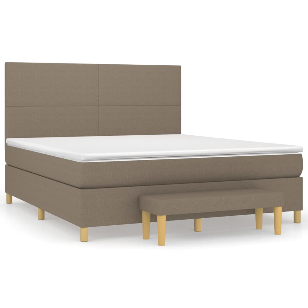 Lit boxspring avec matelas en tissu gris taupe 160x200 cm | Leroy Merlin