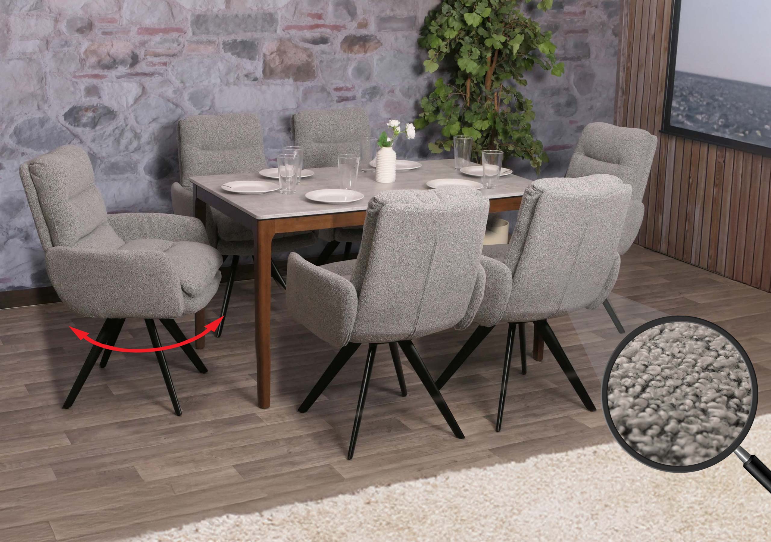 Set di sedie da pranzo HWC-G66, cucina, girevole auto posizione