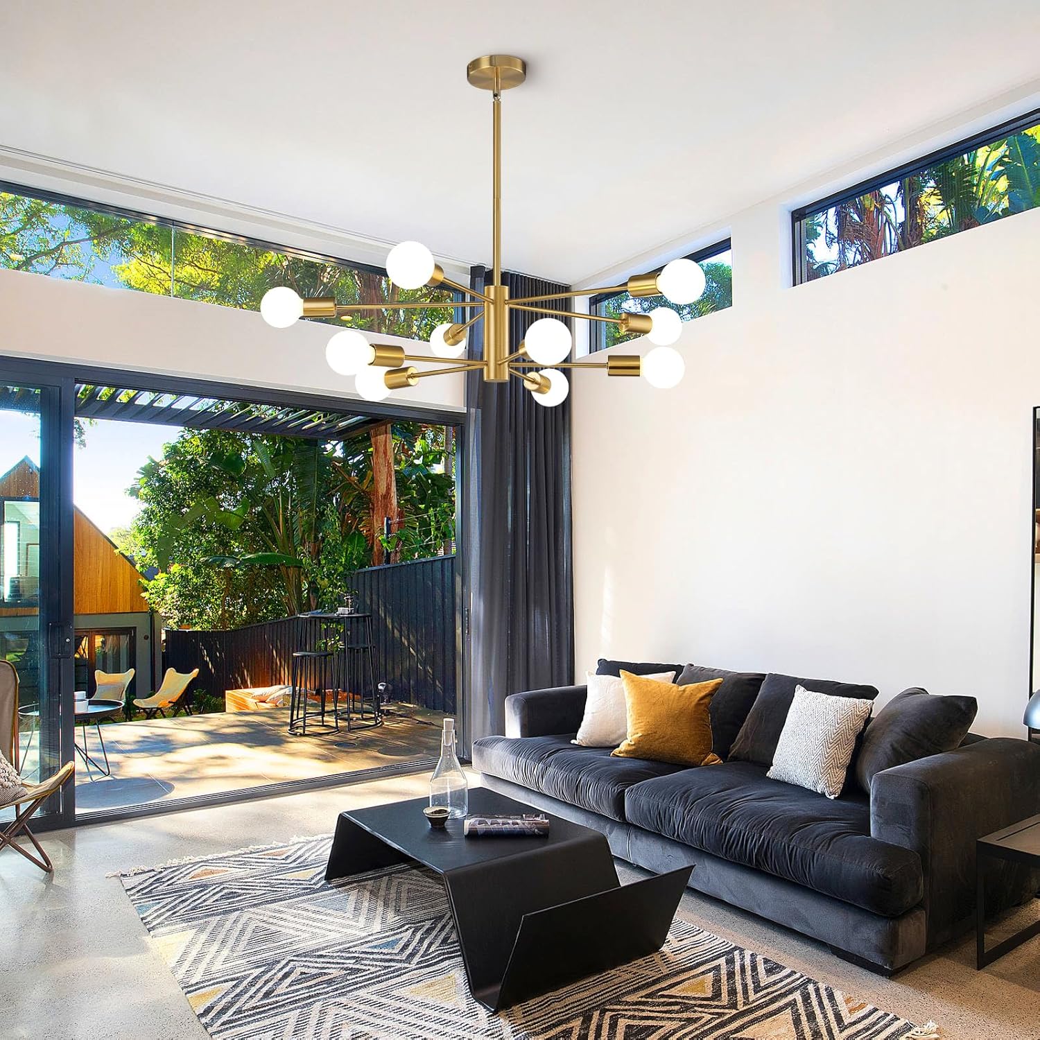 Żyrandol Sputnik, lampa wisząca 10-punktowa, styl retro industrialny, nowoczesny żyrandol (bez białej żarówki) - 2