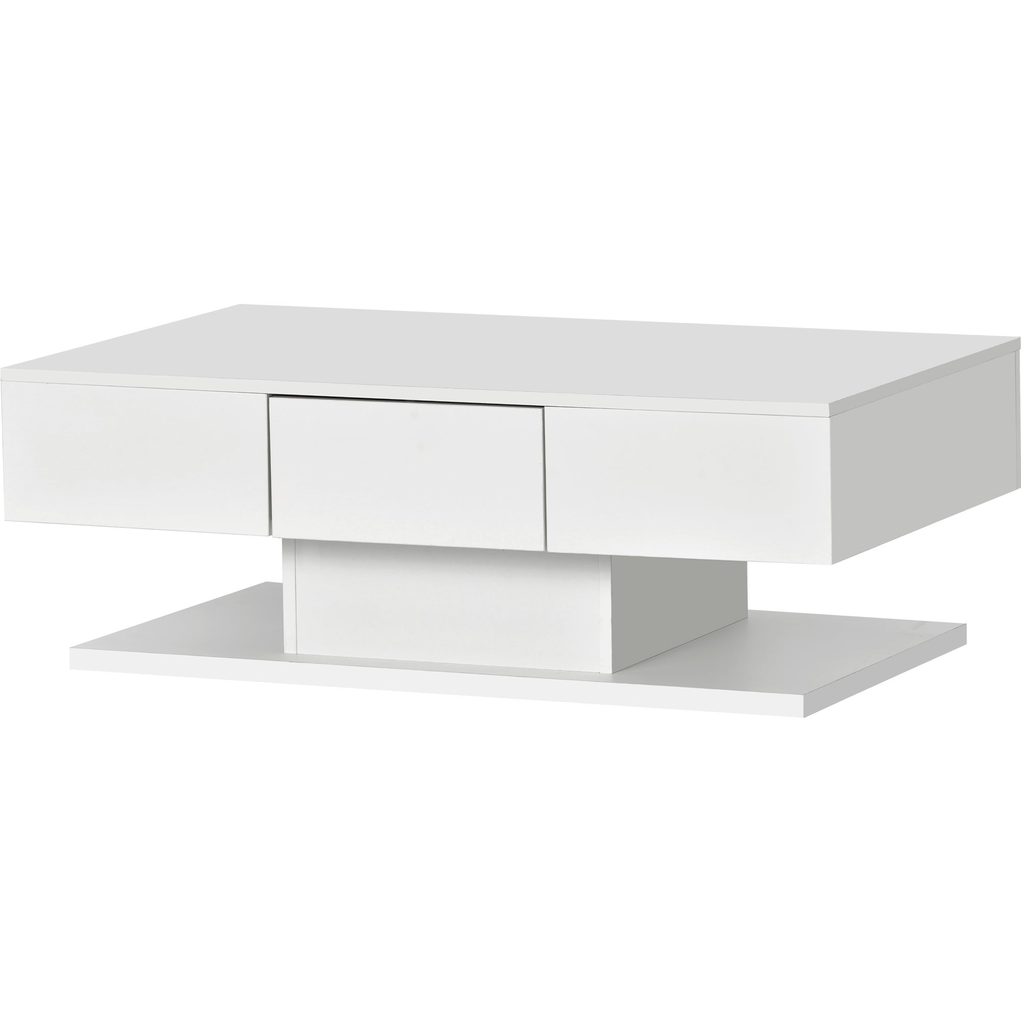 Table basse avec éclairage LED + 2 tiroirs - blanc - 5