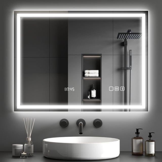 Miroir salle de bain - HOMCOM - LED - bluetooth - 60 x 80 cm - lumière réglable 3 couleurs, anti-buée, mémoire - argent