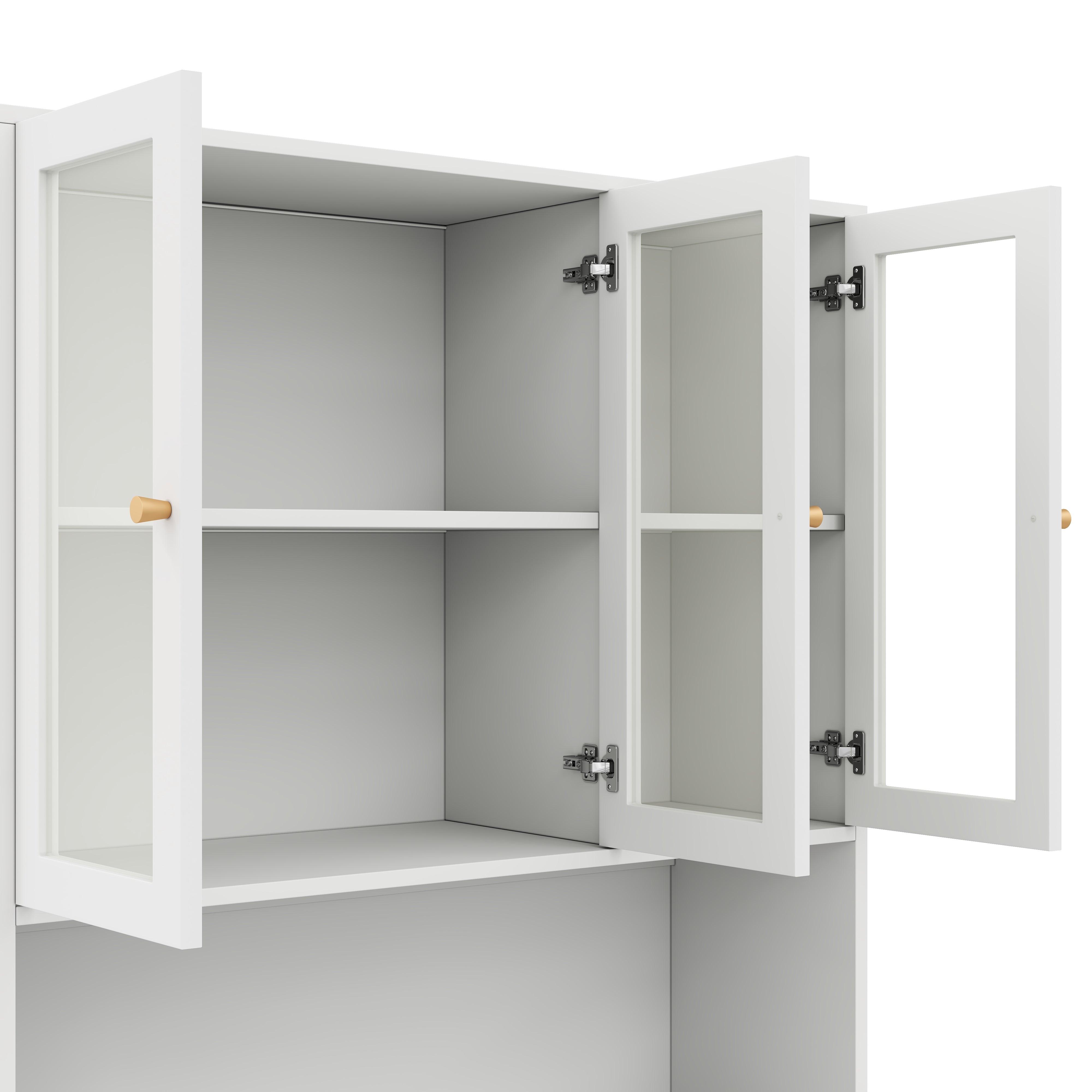 Bibliothèque LED 100×35×200 cm avec 6 portes de rangement Vitrine de salon avec compartiment ouvert MDF Blanc - 4