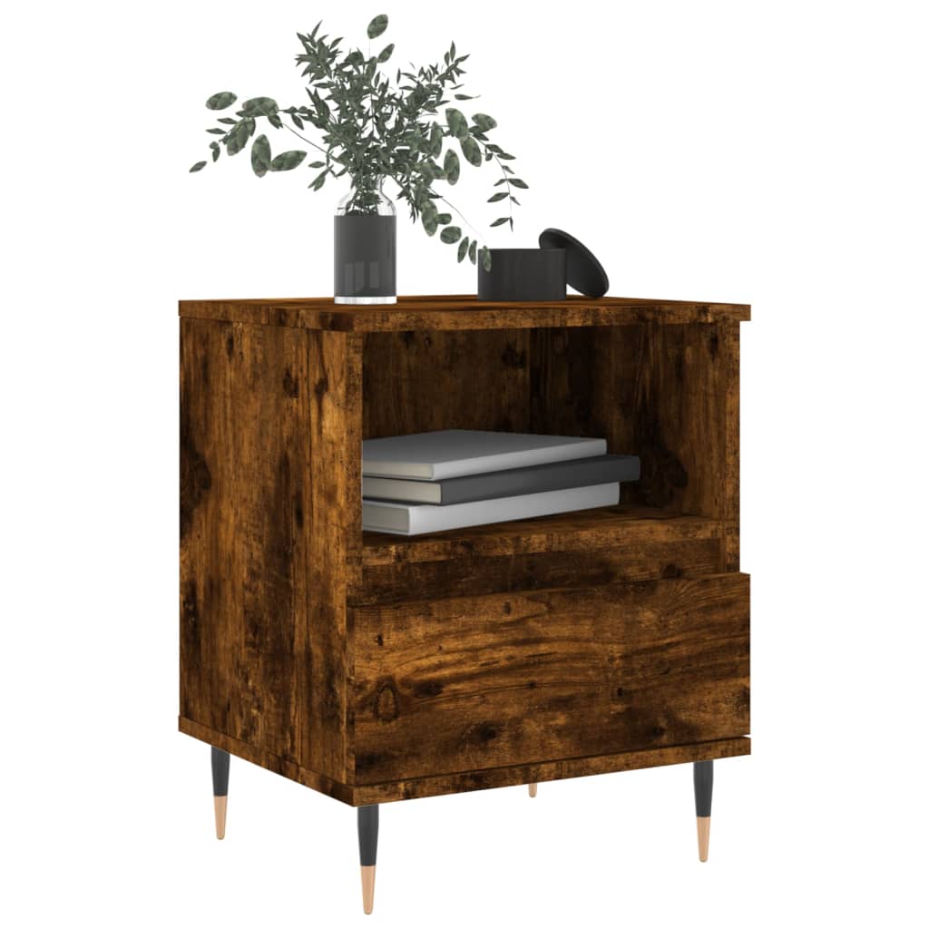 Table de chevet chêne fumé 40x35x50 cm bois d’ingénierie - 2