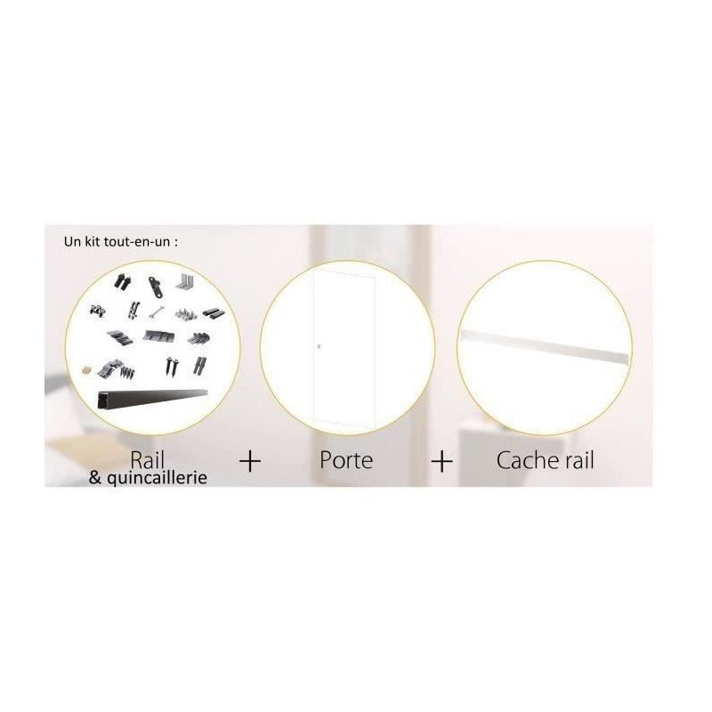 OPTIMUM - Kit anta scorrevole + binario + listello pronto da verniciare - H. 204xL.83xP.4 cm - Bianco - 5