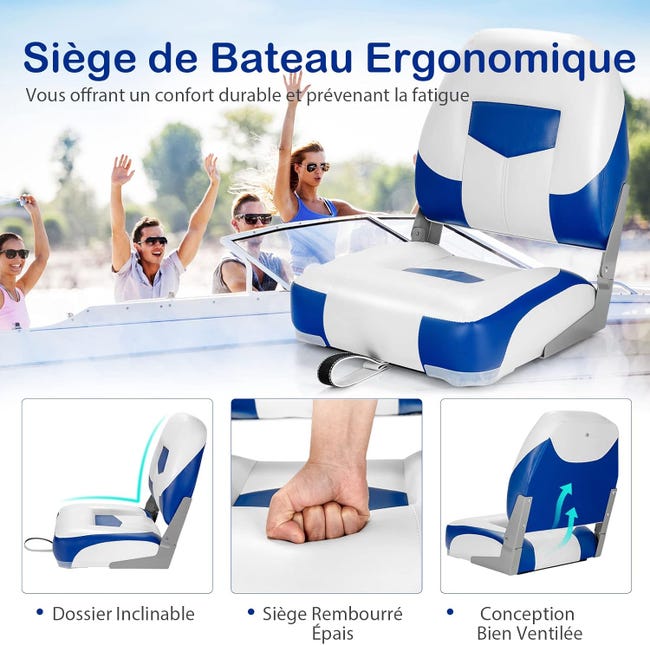 Set Di 2 Sedili Da Barca Pieghevoli Imbottiti - Blu, Resistente Alle Intemperie Per Yacht E Pesca - Foto 7