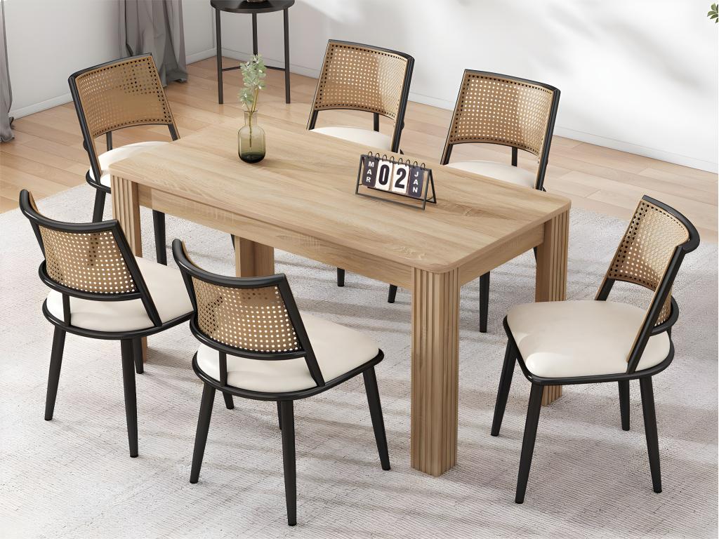 Set Di 2 Sedie Da Pranzo In Rattan Sintetico PE Con Gambe In Metall - Nero, Imbottite, Per Interni/Esterni
