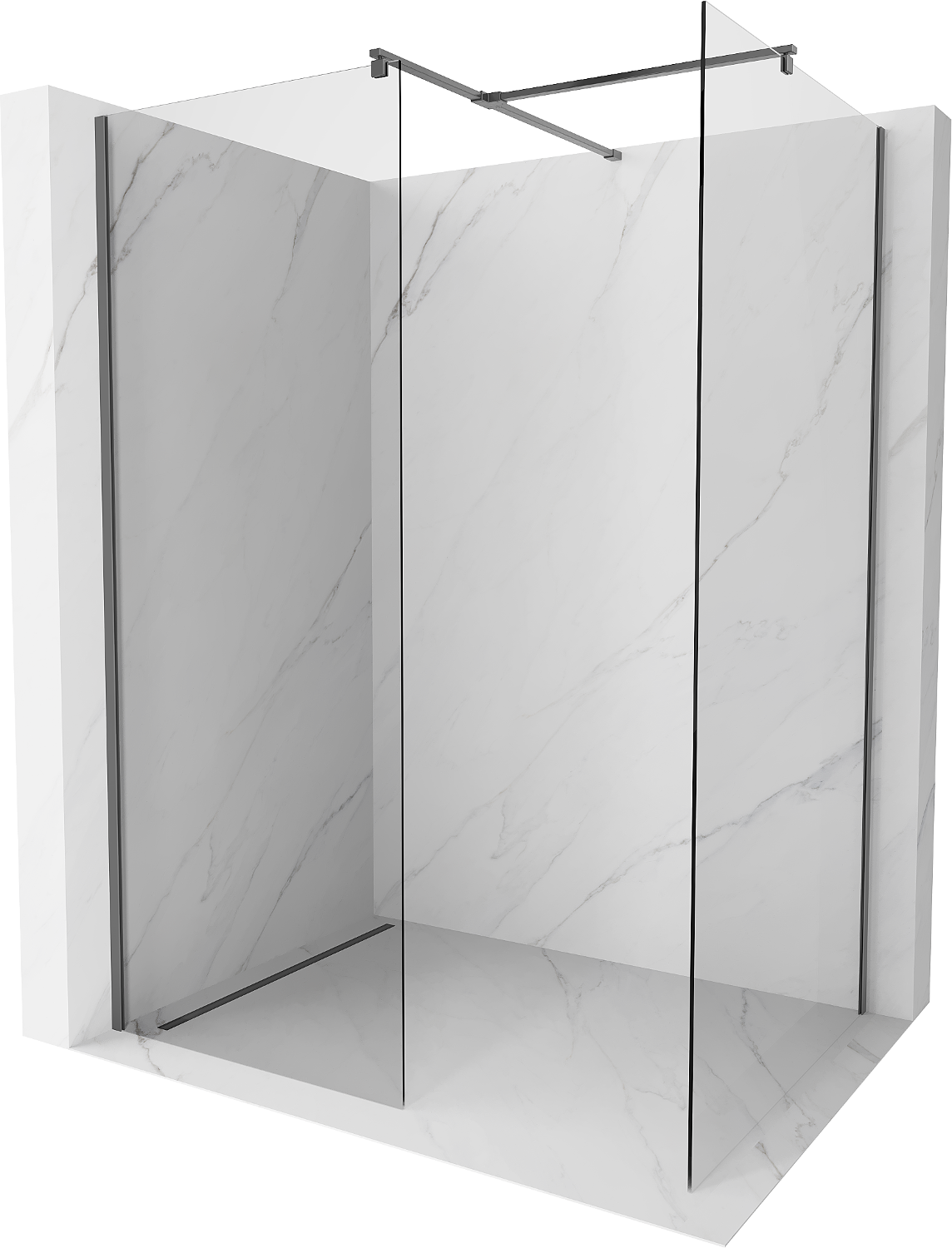 Mexen Kioto ścianka prysznicowa Walk-in 130 x 75 cm, transparent, gun metal - 800-130-202-95-00-075
