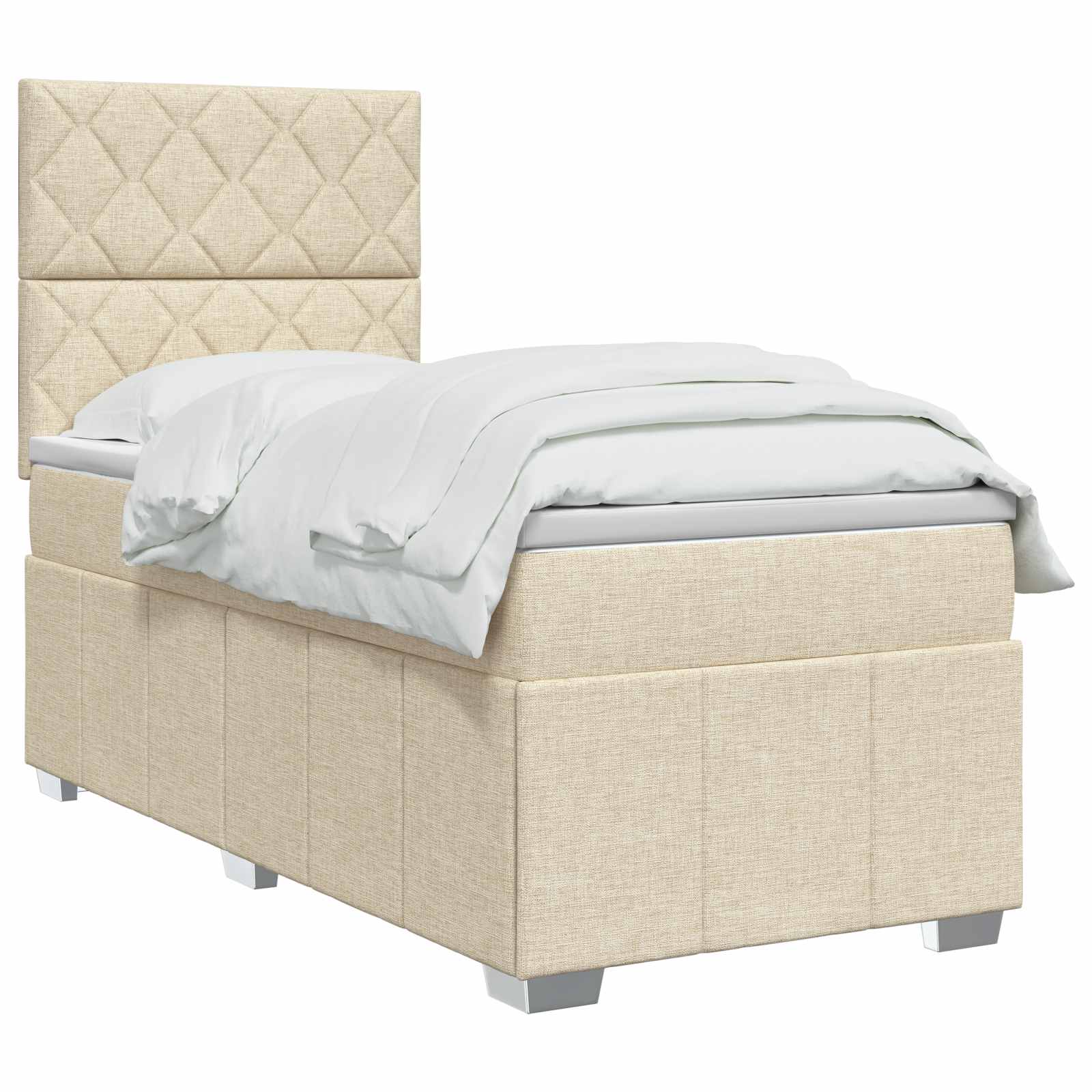 Cama box spring con colchón Crema 100 x 200 cm Tela | Leroy Merlin