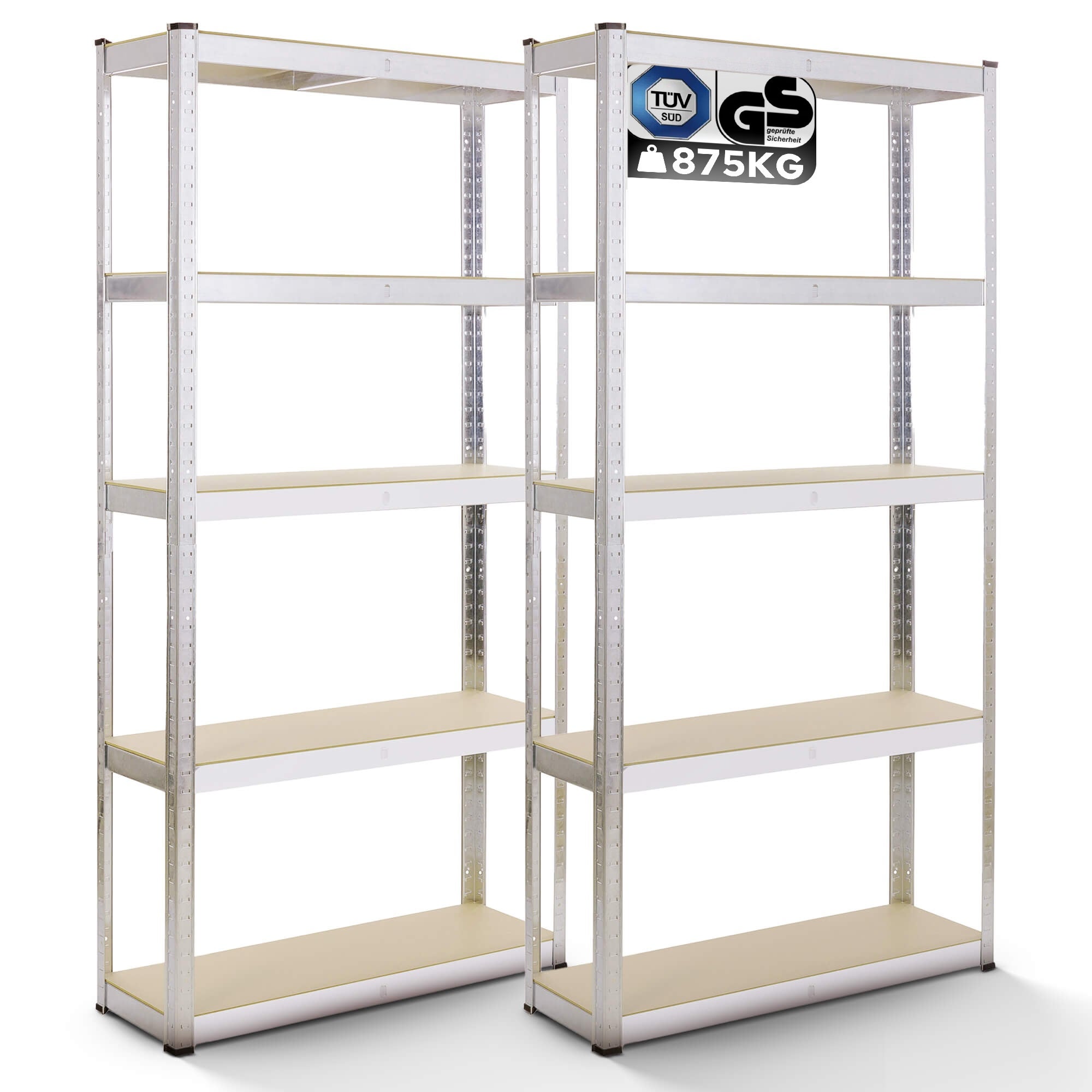 AREBOS Étagère Charge Lourde 2 Pièces - 875kg 180x90x30 Cm 5 Niveaux Métal Galvanisé MDF - Robuste Stockage