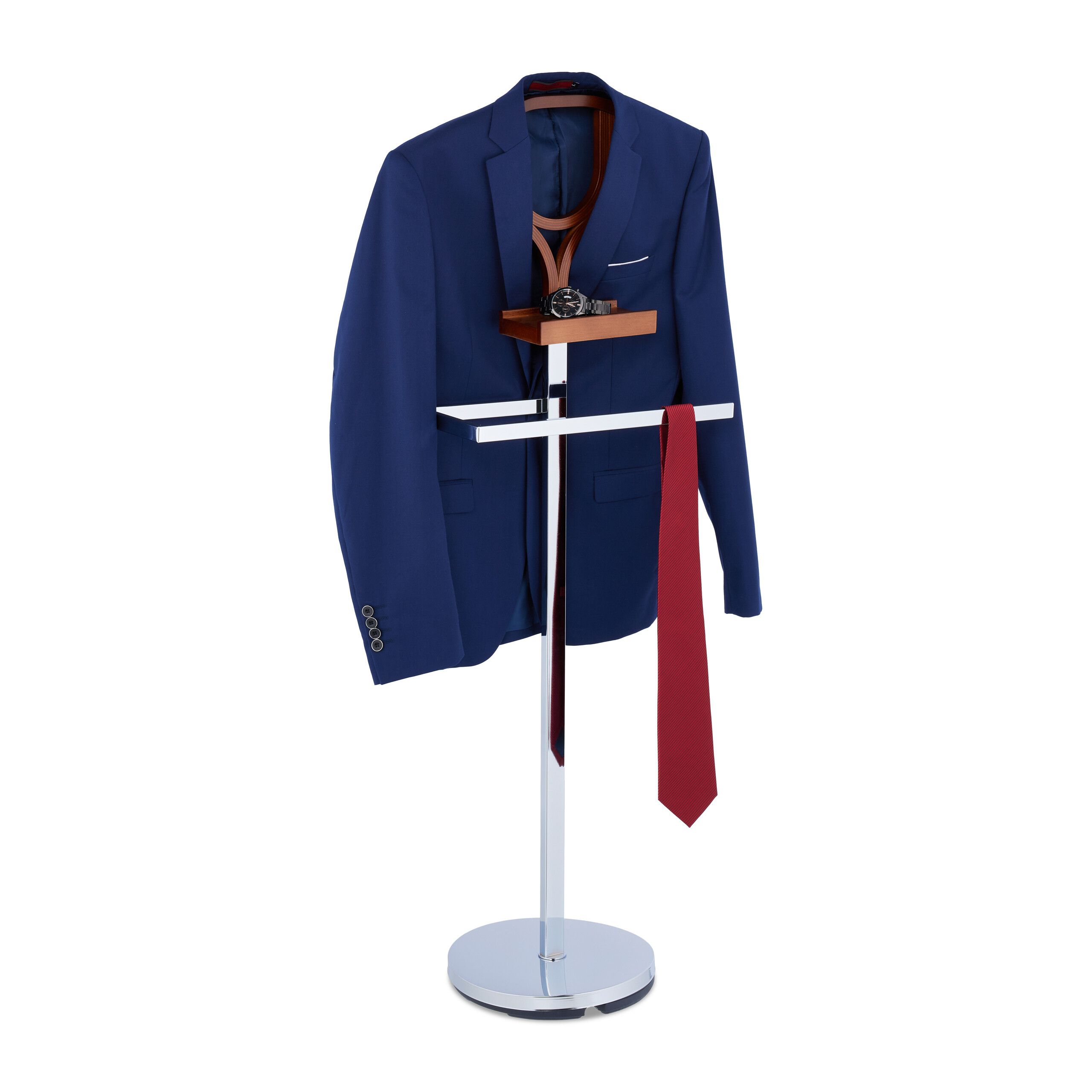 Relaxdays Valet De Chambre Pour Vestes Et Pantalons MDF Et Acier H X Relaxdays valet de chambre pour vestes et pantalons mdf et acier h x