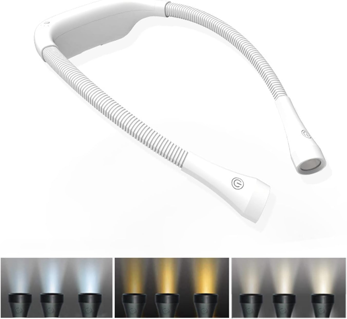 Akumulatorowa lampa do czytania LED – 6 poziomów jasności, 3 temperatury barwowe – Składane ramiona – Idealna do czytania i na kemping – Biała