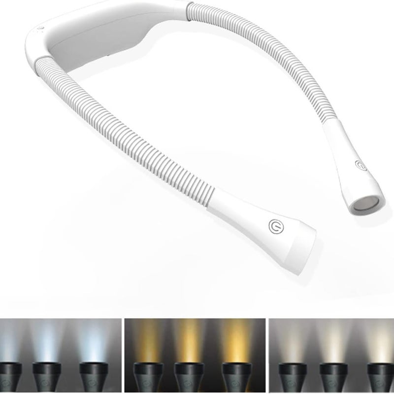 Akumulatorowa lampa do czytania LED – 6 poziomów jasności, 3 temperatury barwowe – Składane ramiona – Idealna do czytania i na kemping – Biała