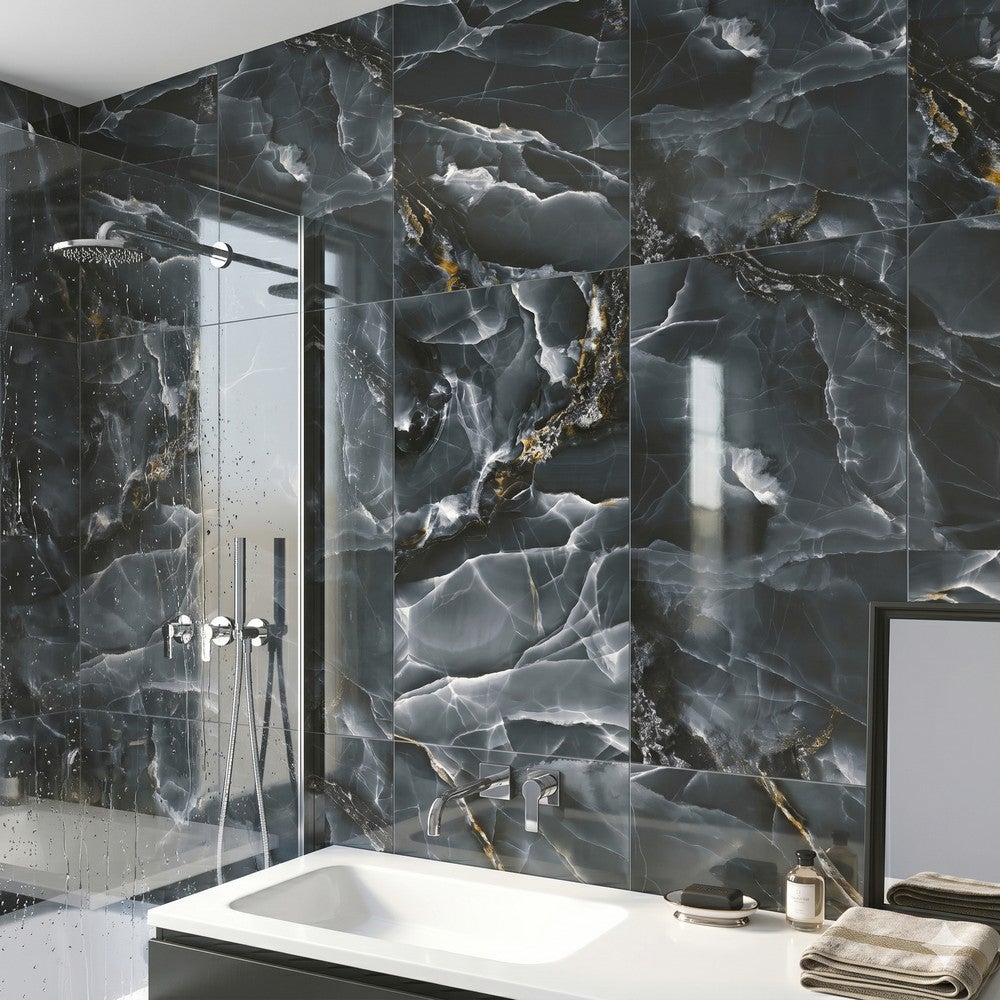 Carrelage sol/mur effet marbre brillant SUBLIME ONYX BLACK L.120 x l.60cm - 4