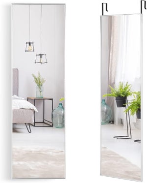 Miroir Mural-Miroir à Suspendre sur Porte, 120 x 37 CM, Argent