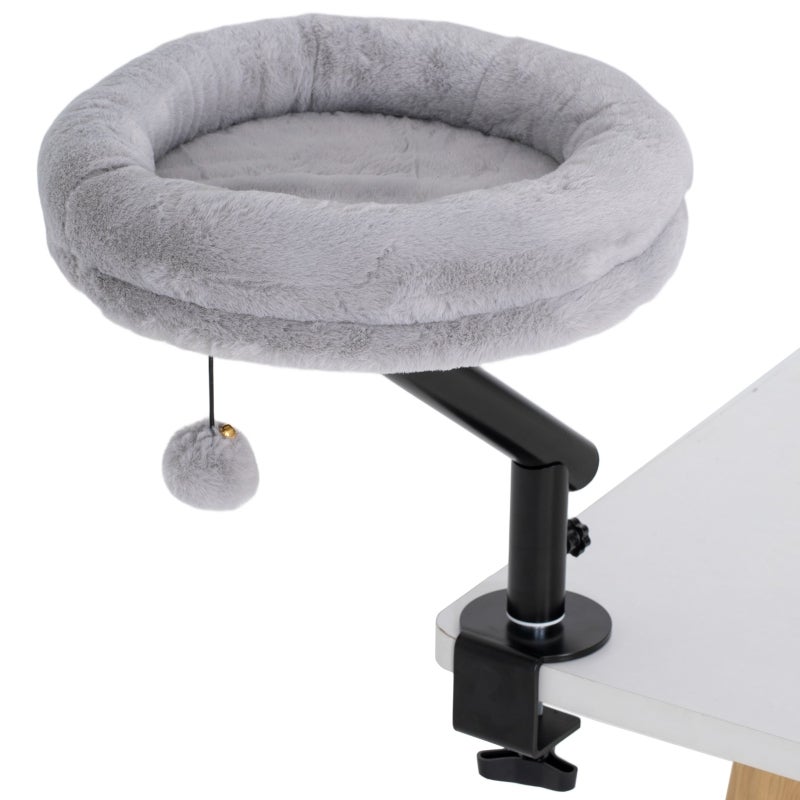 Lit De Bureau Pour Chat , Gris : Rotation à 360°, Hauteur Réglable Et Coussin Lavable | Leroy Merlin
