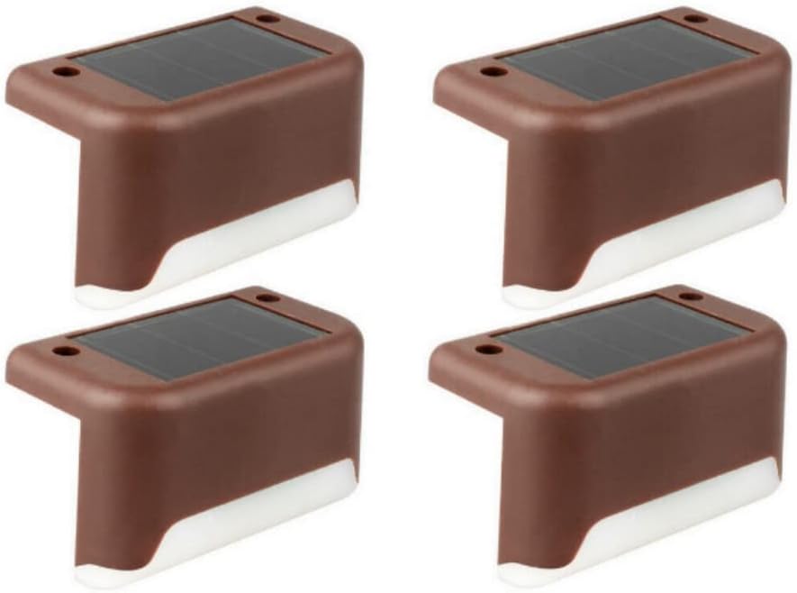 Lampy solarne LED na taras, oświetlenie zewnętrzne ścieżek i schodów ogrodowych (opakowanie 4 szt., brązowe)