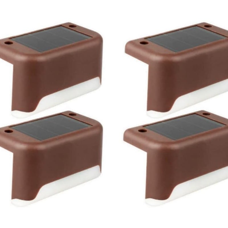 Lampy solarne LED na taras, oświetlenie zewnętrzne ścieżek i schodów ogrodowych (opakowanie 4 szt., brązowe)