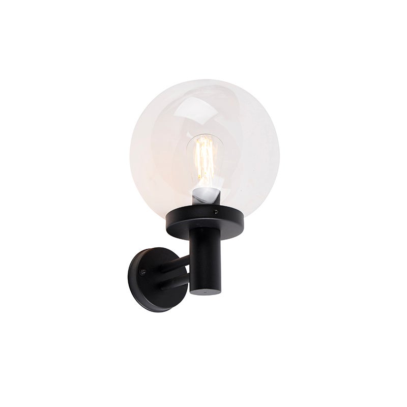 Qazqa nowoczesny lampa ścienna zewnętrzna do ogród - Sfera - czarny, max. 40w, kompatybilny z żarówką LED, e27, 23cm, IP44