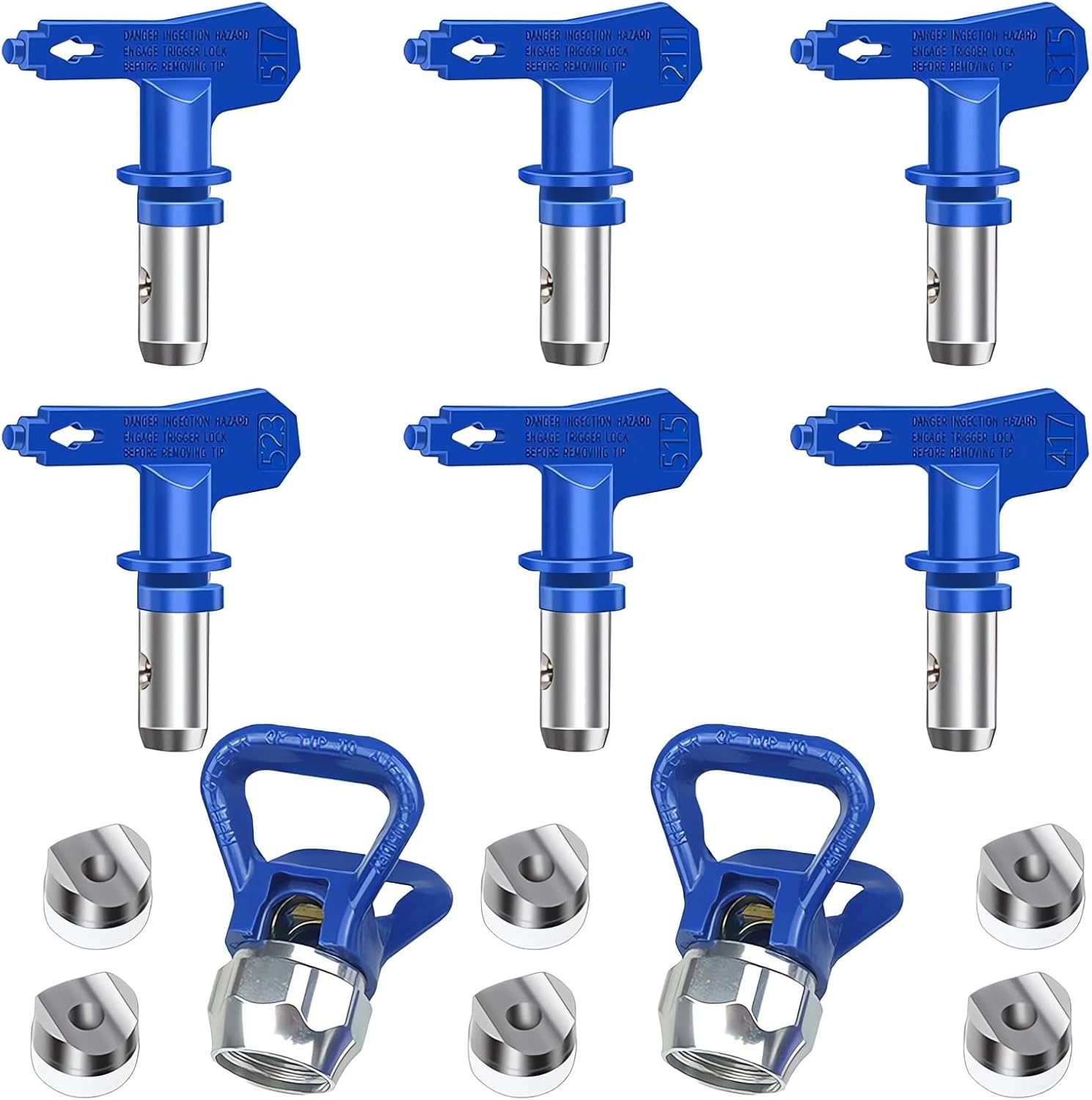 Dysze do natrysku bezpowietrznego – odwracalne dysze do natrysku bezpowietrznego, 6 sztuk z 2 uchwytami dysz