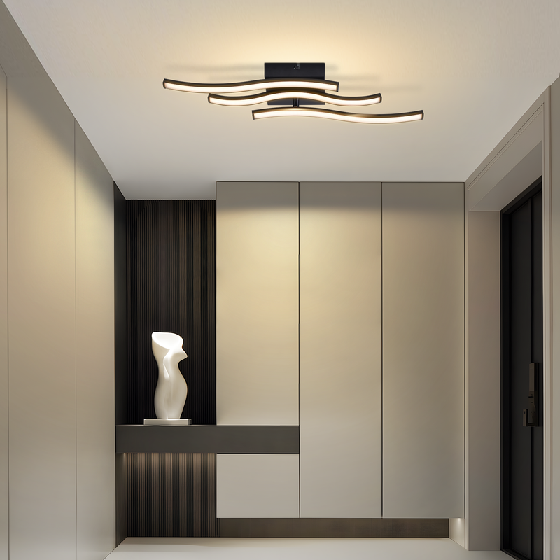 Lampa sufitowa LED Nettlife Wave Design, czarna – 18 W, 3000 K, ciepła biel – nowoczesna lampa do salonu, sypialni, kuchni i przedpokoju - 8