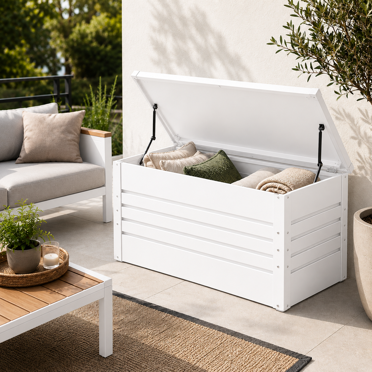 Arcón Metálico Exterior Con Tapa Hidráulica Y Cerradura Para Jardín - 2