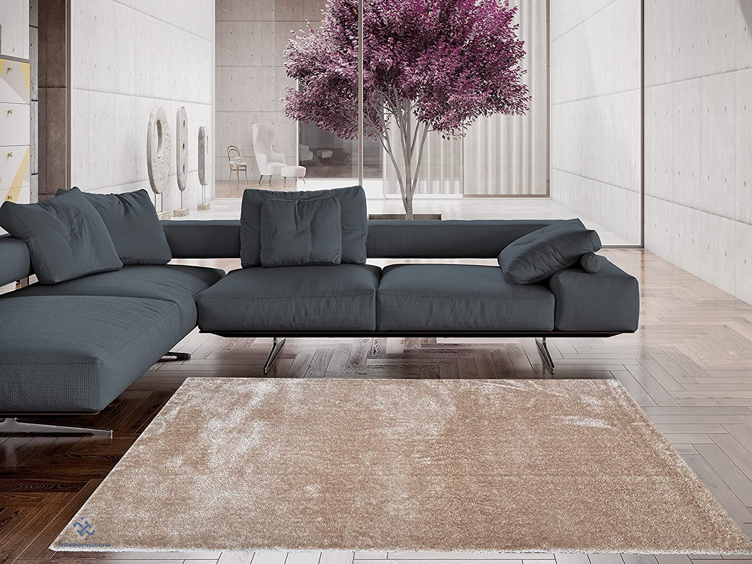 Alfombra moderna modelo imperia | pelo corto polipropileno frisé lavable | varias medidas | ideal para salón, habitación o comedor (140x200 cm, beige)