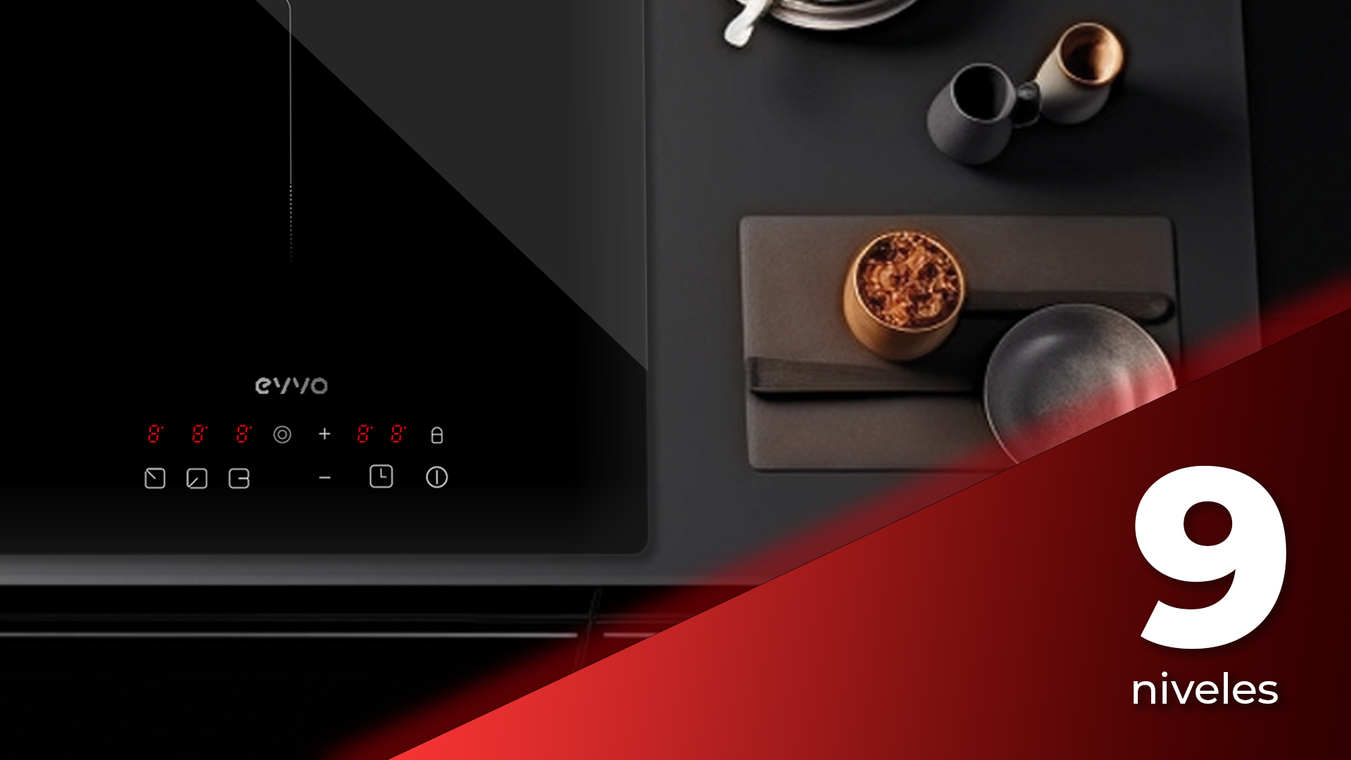 EVVO Placa Vitrocerámica V60, 3 zonas, Potencia máx 5700W, 9 niveles, máx ⌀ 60 cm, táctil - 4