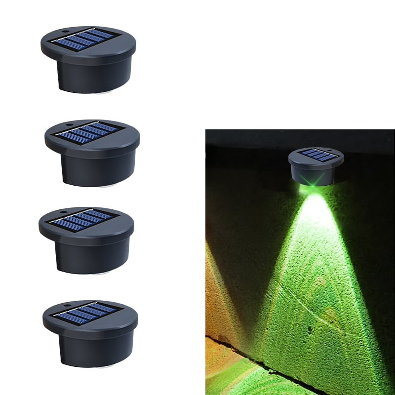 Zestaw 4 solarnych lamp LED na schody, kinkiet na schody, kolorowe światło