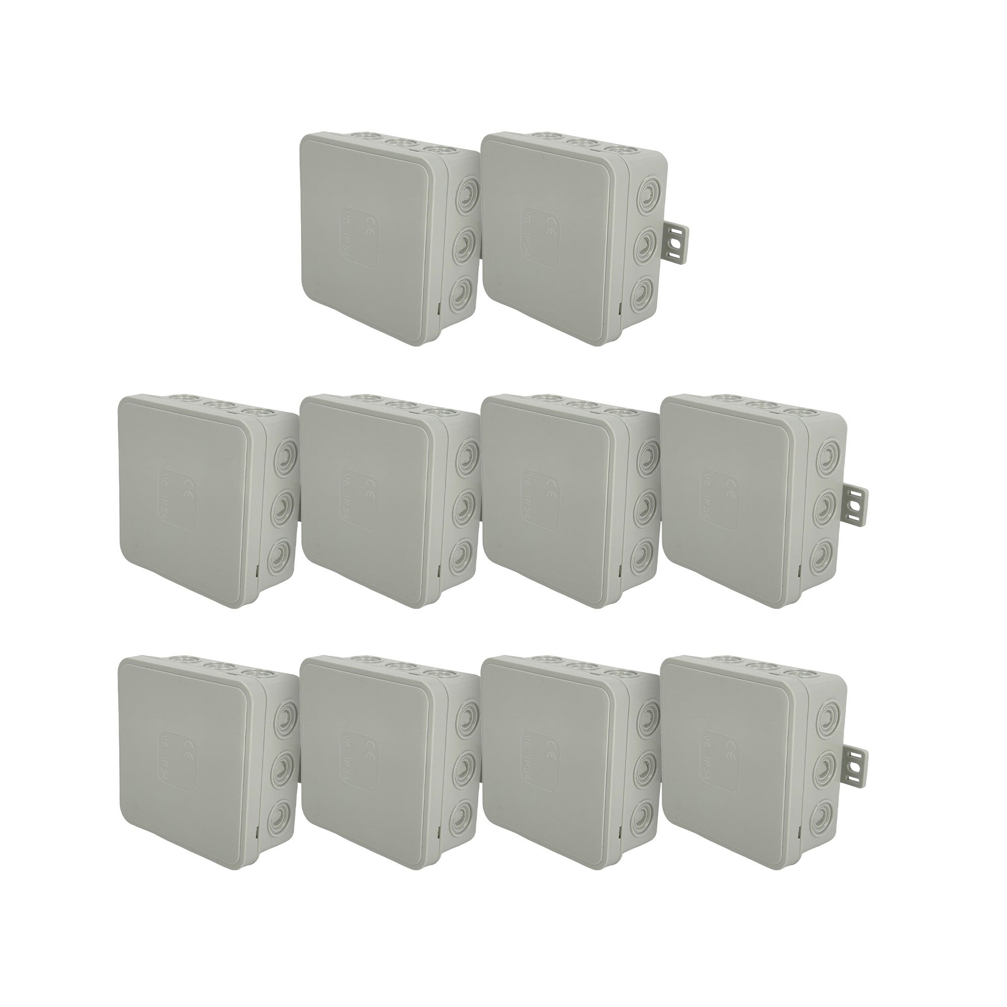 Puszka natynkowa hermetyczna elastyczna 75x75x41mm 12-wlotowa, zamknięcie "na klik" IP54 szara EDO 5szt.