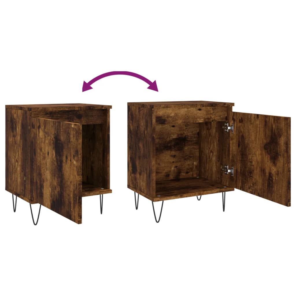 vidaXL Table de chevet chêne fumé 40x30x50 cm bois d'ingénierie - 9