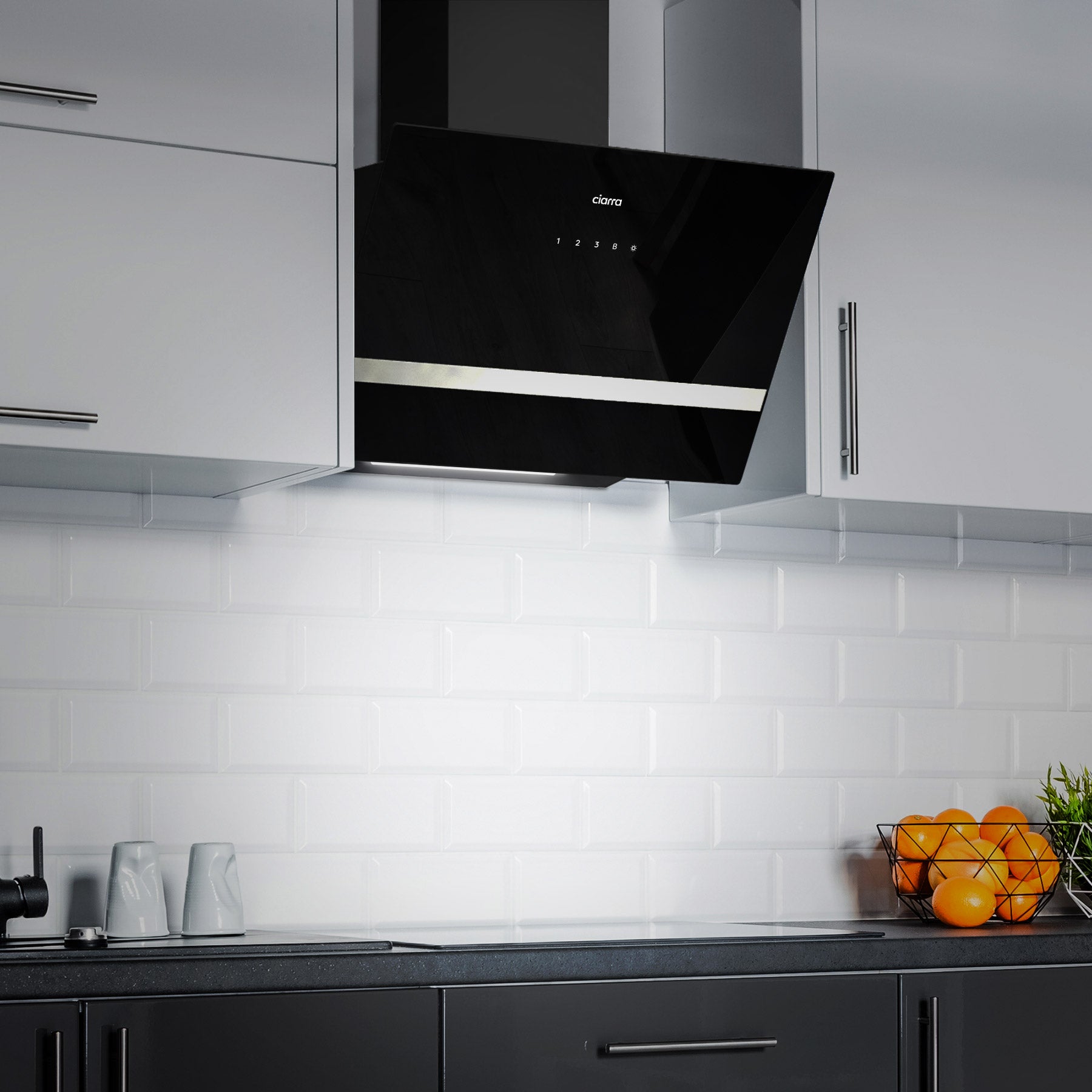 CIARRA CD6736HB Exaustor inclinado 60cm 650 m3/h 4 velocidades Boost Touch Control Vidro preto - 6