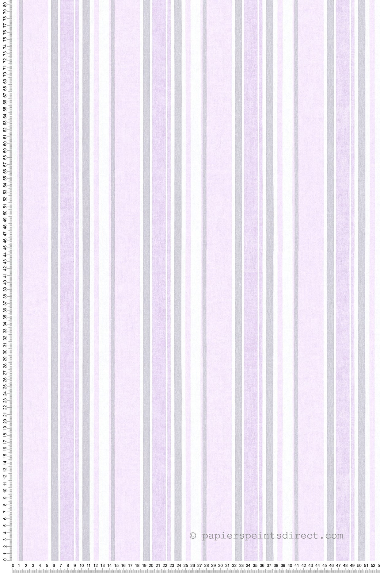 Papel pintado rayado rosa, plata y blanco - 53 cm x 10,05 m - a.s. création