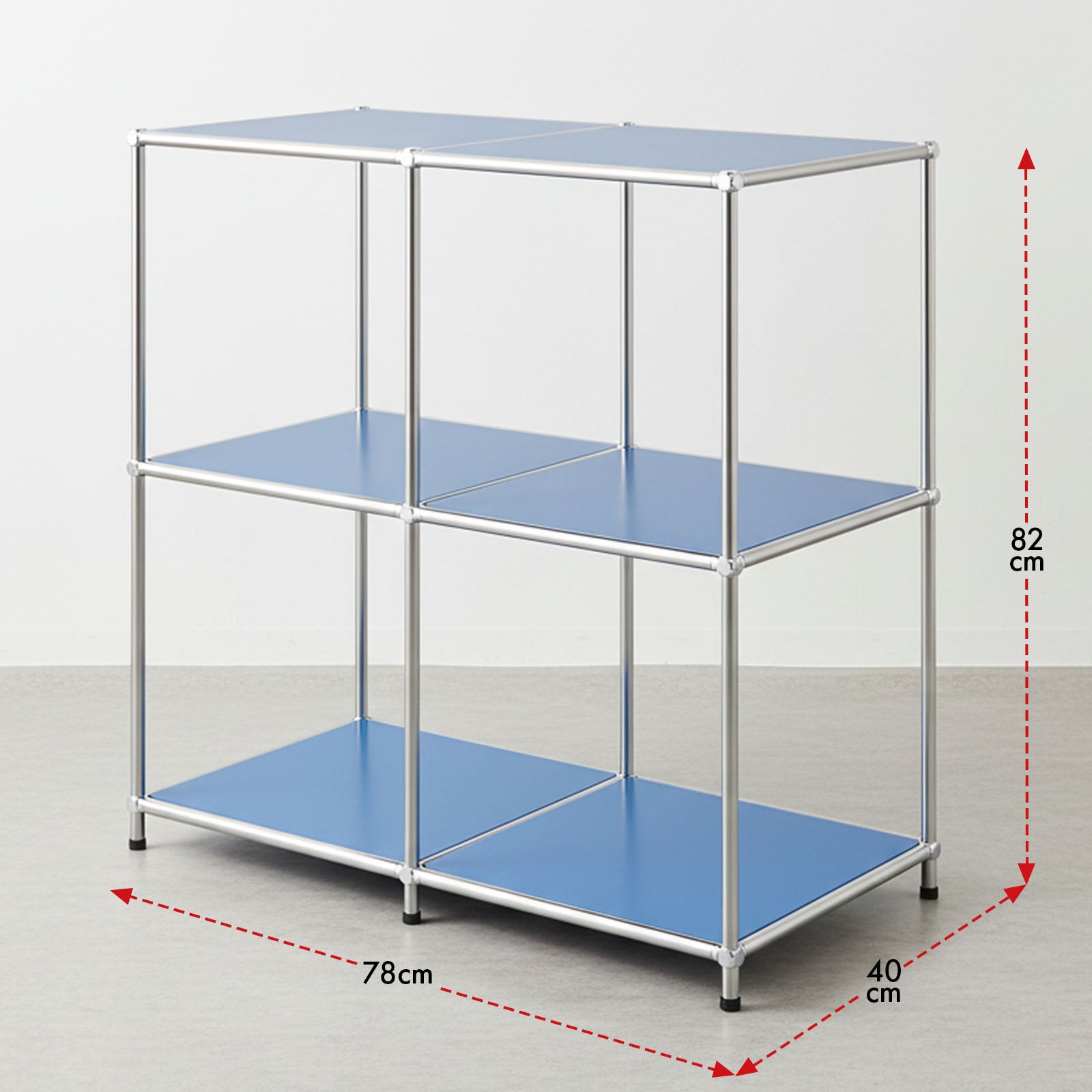 Étagère métal chromé design épuré, Concept Epuré MK-027 : 3 étages, 78 x 40 x 82 cm, Bleu - 3
